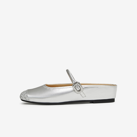 百思图2024夏季新款时髦简约复古穆勒鞋平跟方头女拖鞋BN281BH4