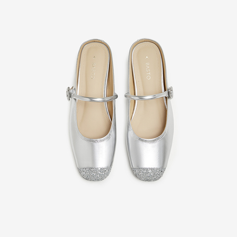 百思图2024夏季新款时髦简约复古穆勒鞋平跟方头女拖鞋BN281BH4