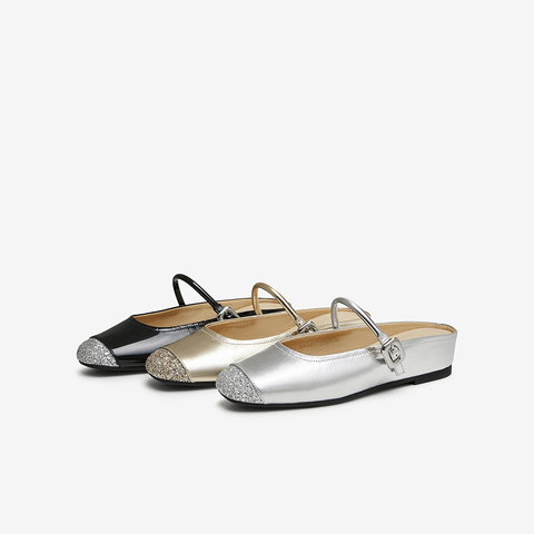 百思图2024夏季新款时髦简约复古穆勒鞋平跟方头女拖鞋BN281BH4