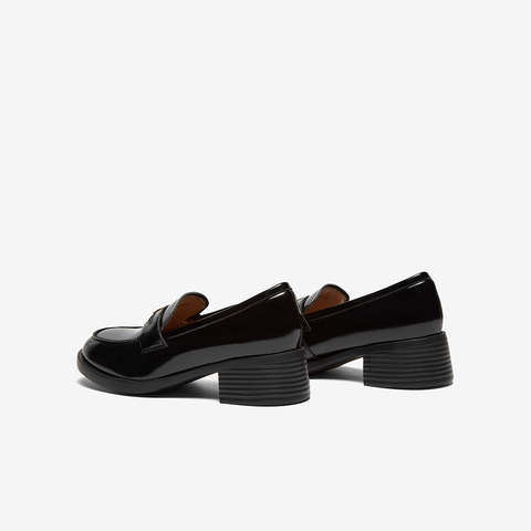 百思图2024秋季新款商场同款学院风乐福鞋粗跟女单鞋UKF01CA4