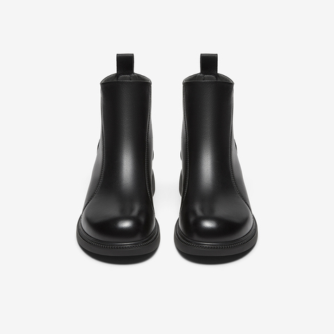 百思图2024冬季新款商场同款简约通勤休闲靴粗跟女短靴G2176DD4