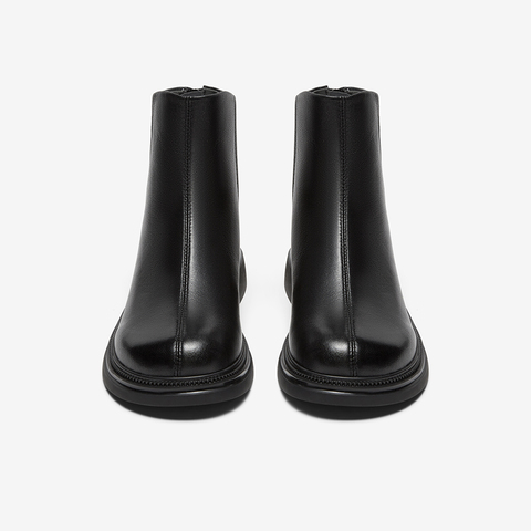 百思图2024冬季新款商场同款简约时尚休闲靴粗跟女短靴G1001DD4