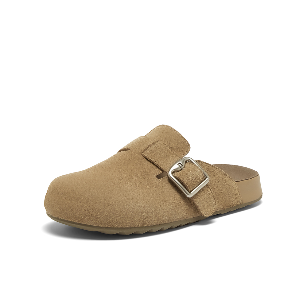 百思图2024秋季新款时尚复古休闲勃肯鞋平跟圆头女单鞋BG197CH4