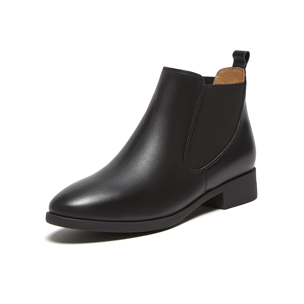 百思图2024冬季新款商场同款简约切尔西靴粗跟女短靴A1713DD4