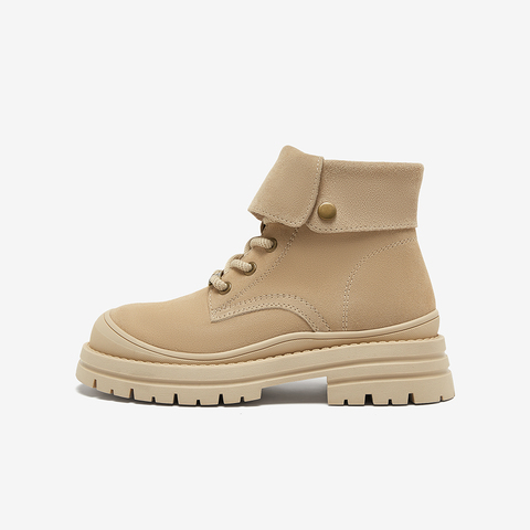 百思图2024冬季新款商场同款户外运动工装靴粗跟女短靴I2706DD4