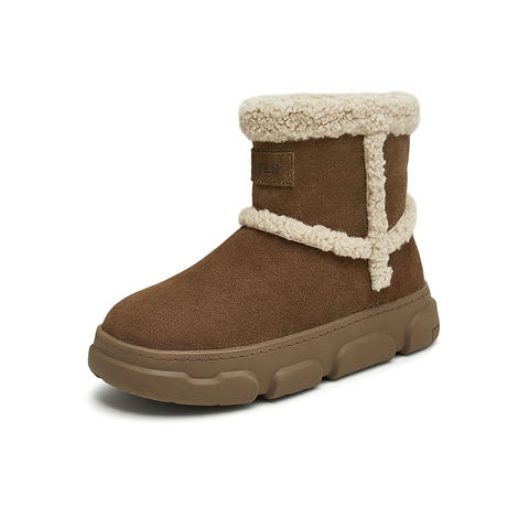 百思图2024冬季新款时尚户外运动休闲雪地靴厚底女短靴L2228DD4