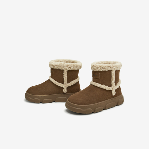 百思图2024冬季新款时尚户外运动休闲雪地靴厚底女短靴L2228DD4