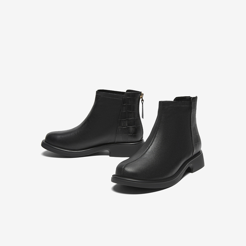 百思图2024冬季新款商场同款时尚通勤休闲靴粗跟女短靴TQ448DD4