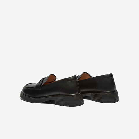 百思图2024秋季新款商场同款简约学院风乐福鞋粗跟女单鞋A3512CA4