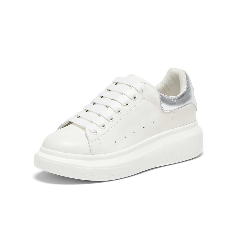 百思图2024春季新款商场同款时髦休闲小白鞋厚底女休闲鞋ZWZA3AM4