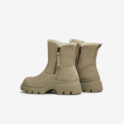 百思图2024冬季新款商场同款户外休闲雪地靴厚底女短靴L5728DD4