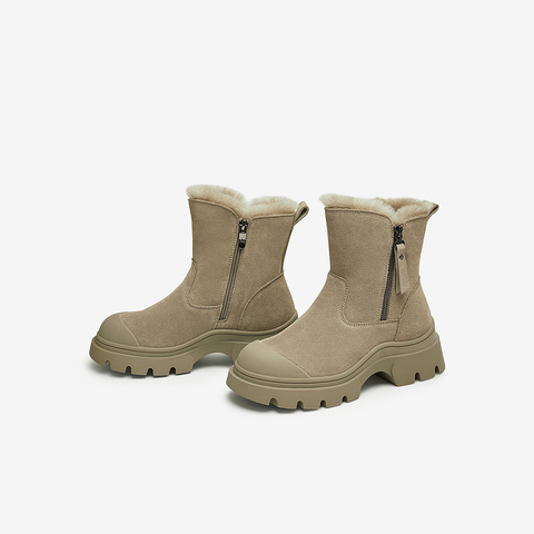 百思图2024冬季新款商场同款户外休闲雪地靴厚底女短靴L5728DD4