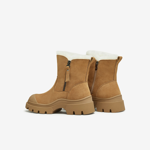 百思图2024冬季新款商场同款户外休闲雪地靴厚底女短靴L5728DD4