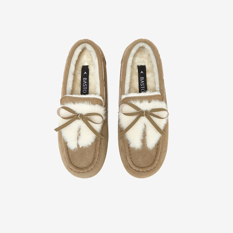 百思图2024冬季新款商场同款户外休闲毛毛鞋平跟女休闲鞋J7675DM4