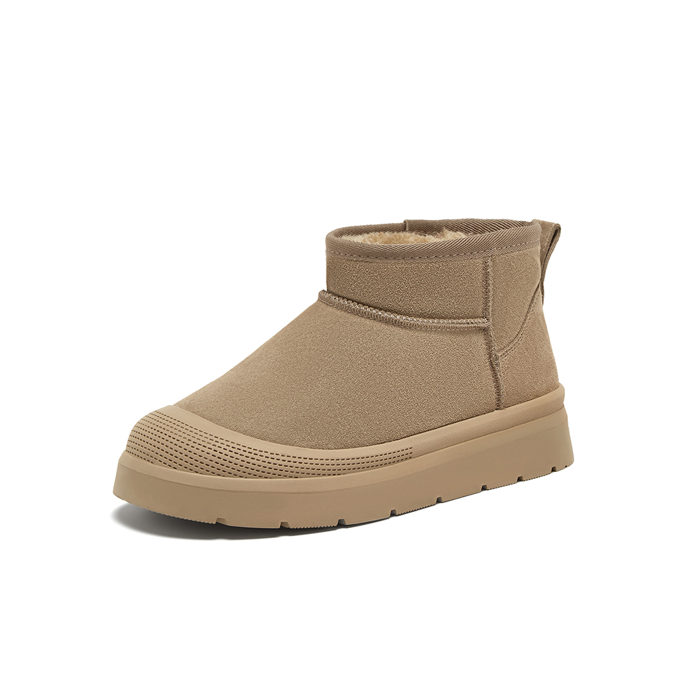 百思图2024冬季新款商场同款简约休闲雪地靴厚底男低靴L3632DD4