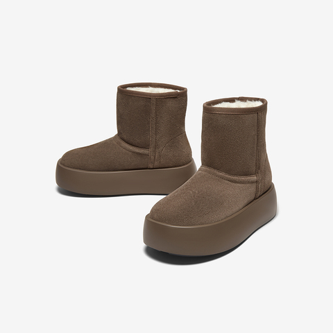 百思图2024冬季新款商场同款时尚休闲雪地靴厚底女短靴E1251DD4