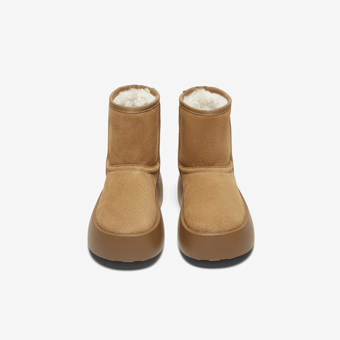 百思图2024冬季新款商场同款时尚休闲雪地靴厚底女短靴E1251DD4