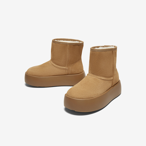 百思图2024冬季新款商场同款时尚休闲雪地靴厚底女短靴E1251DD4