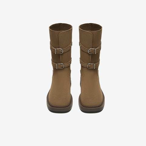 百思图2024冬季新款商场同款简约通勤休闲靴粗跟女中靴A7288DZ4