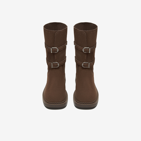 百思图2024冬季新款商场同款简约通勤休闲靴粗跟女中靴A7288DZ4