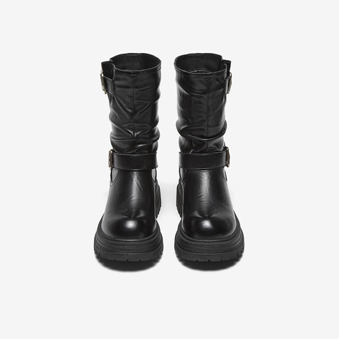 百思图2024冬季新款时尚潮流户外街头休闲靴厚底女中靴W1792DZ4