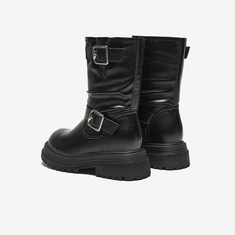 百思图2024冬季新款时尚潮流户外街头休闲靴厚底女中靴W1792DZ4