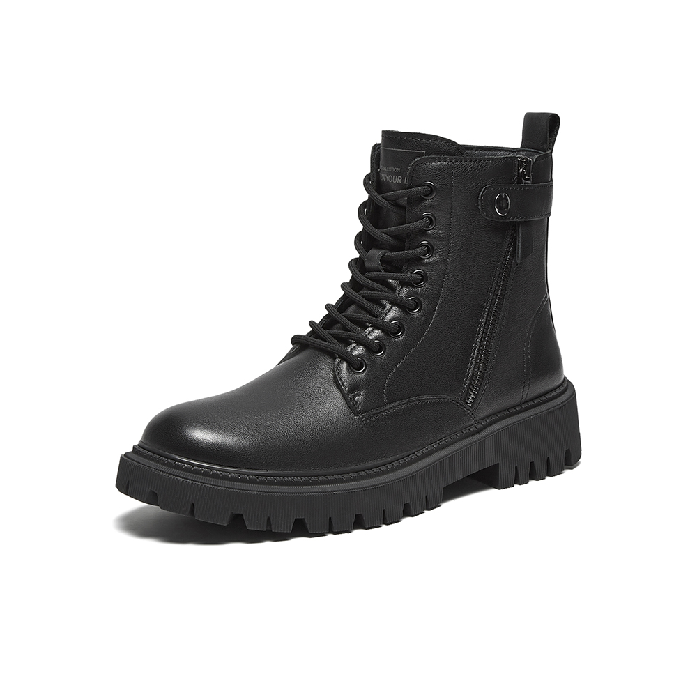 百思图2024冬季新款商场同款户外运动马丁靴粗跟男低靴C518YDD4