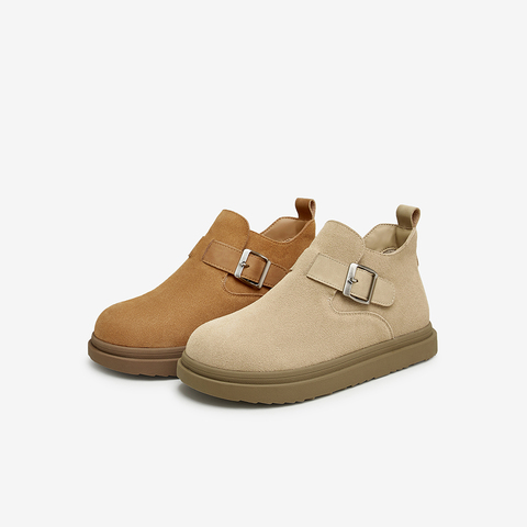 百思图2024冬季新款商场同款复古休闲勃肯鞋平跟女单鞋BG577DD4