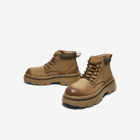百思图2024冬季新款时尚户外运动工装靴粗跟男低靴S0819DD4