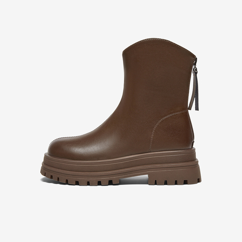 百思图2024冬季新款商场同款时尚户外休闲靴厚底女短靴BV505DD4