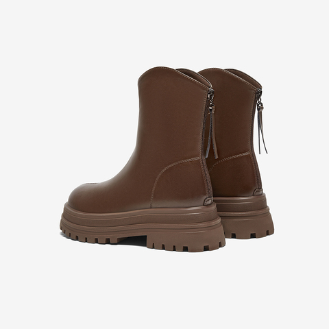 百思图2024冬季新款商场同款时尚户外休闲靴厚底女短靴BV505DD4