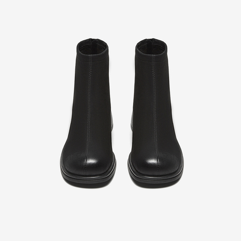 百思图2024冬季新款商场同款简约潮流时装靴粗高跟女短靴BF521DD4