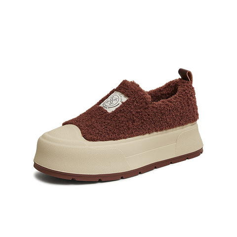 百思图2024冬季新款时尚户外运动毛毛鞋厚底圆头女休闲鞋E8617DM4