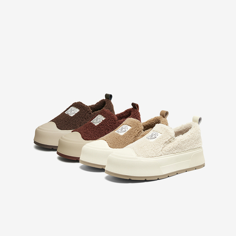 百思图2024冬季新款时尚户外运动毛毛鞋厚底圆头女休闲鞋E8617DM4