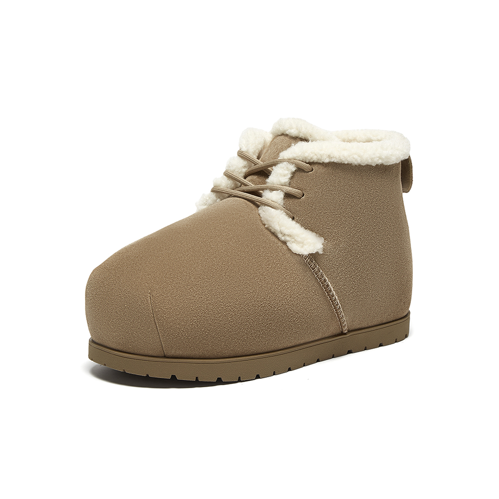 百思图2024冬季新款简约时尚户外休闲雪地靴平跟女短靴J9267DD4