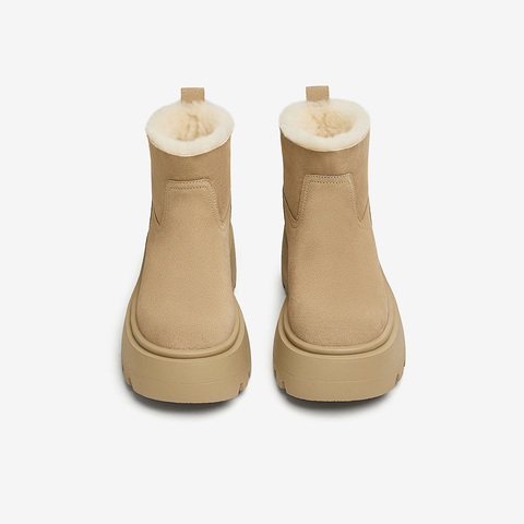 百思图2024冬季新款商场同款户外休闲雪地靴粗跟女短靴E5110DD4