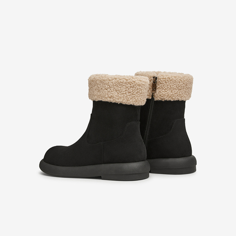 百思图2024冬季新款简约户外休闲雪地靴厚底圆头女中靴M5311DZ4