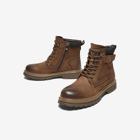 百思图2024冬季新款商场同款户外运动马丁靴粗跟男短靴AEF01DD4