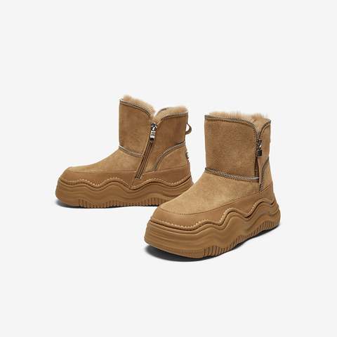 百思图2024冬季新款商场同款户外休闲雪地靴厚底女短靴X1596DD4