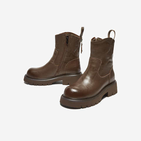 百思图2024冬季新款商场同款时尚通勤时装靴粗跟女短靴CE253DD4