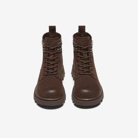 百思图2024冬季新款商场同款户外运动马丁靴粗跟女短靴W2701DD4