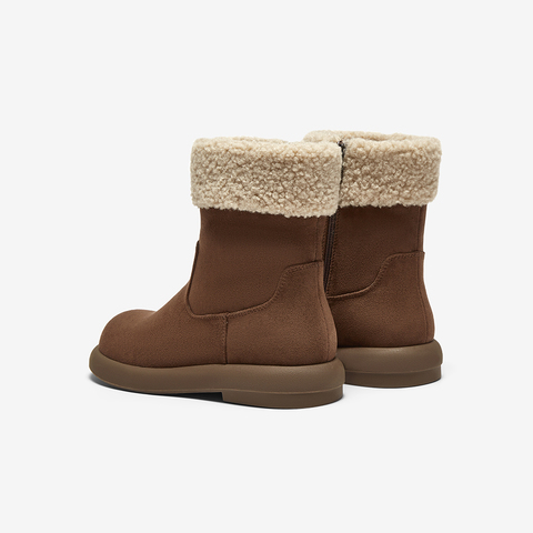 百思图2024冬季新款简约户外休闲雪地靴厚底圆头女中靴M5311DZ4