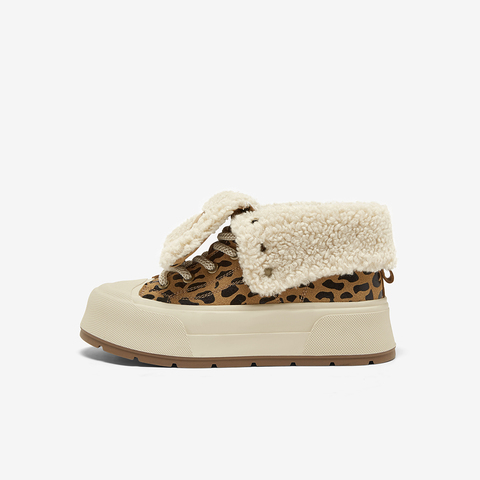 百思图2024冬季新款商场同款运动毛毛鞋厚底圆头女休闲鞋E8615DD4