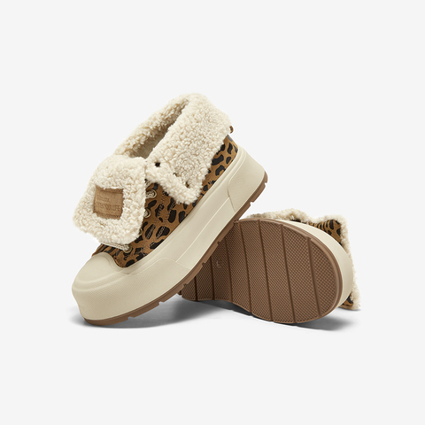 百思图2024冬季新款商场同款运动毛毛鞋厚底圆头女休闲鞋E8615DD4