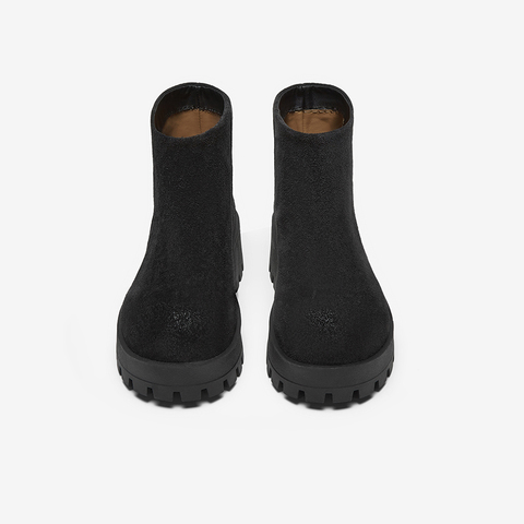 百思图2024冬季新款简约户外运动时装靴粗跟圆头女短靴I2729DD4