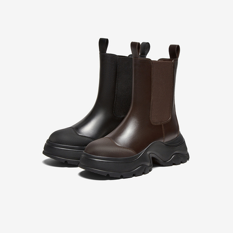 百思图2024冬季新款商场同款时髦潮流烟筒靴粗跟女短靴UQS01DD4