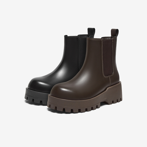 百思图2024冬季新款商场同款简约通勤烟筒靴粗跟女短靴I7892DD4