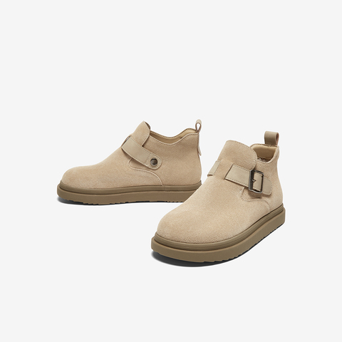 百思图2024冬季新款商场同款复古休闲勃肯鞋平跟女单鞋BG577DD4