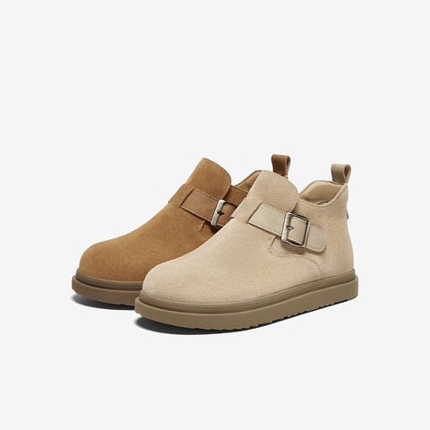 百思图2024冬季新款商场同款复古休闲勃肯鞋平跟女单鞋BG577DD4