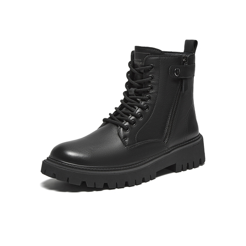 百思图2024冬季新款商场同款户外运动马丁靴粗跟男低靴C518YDD4